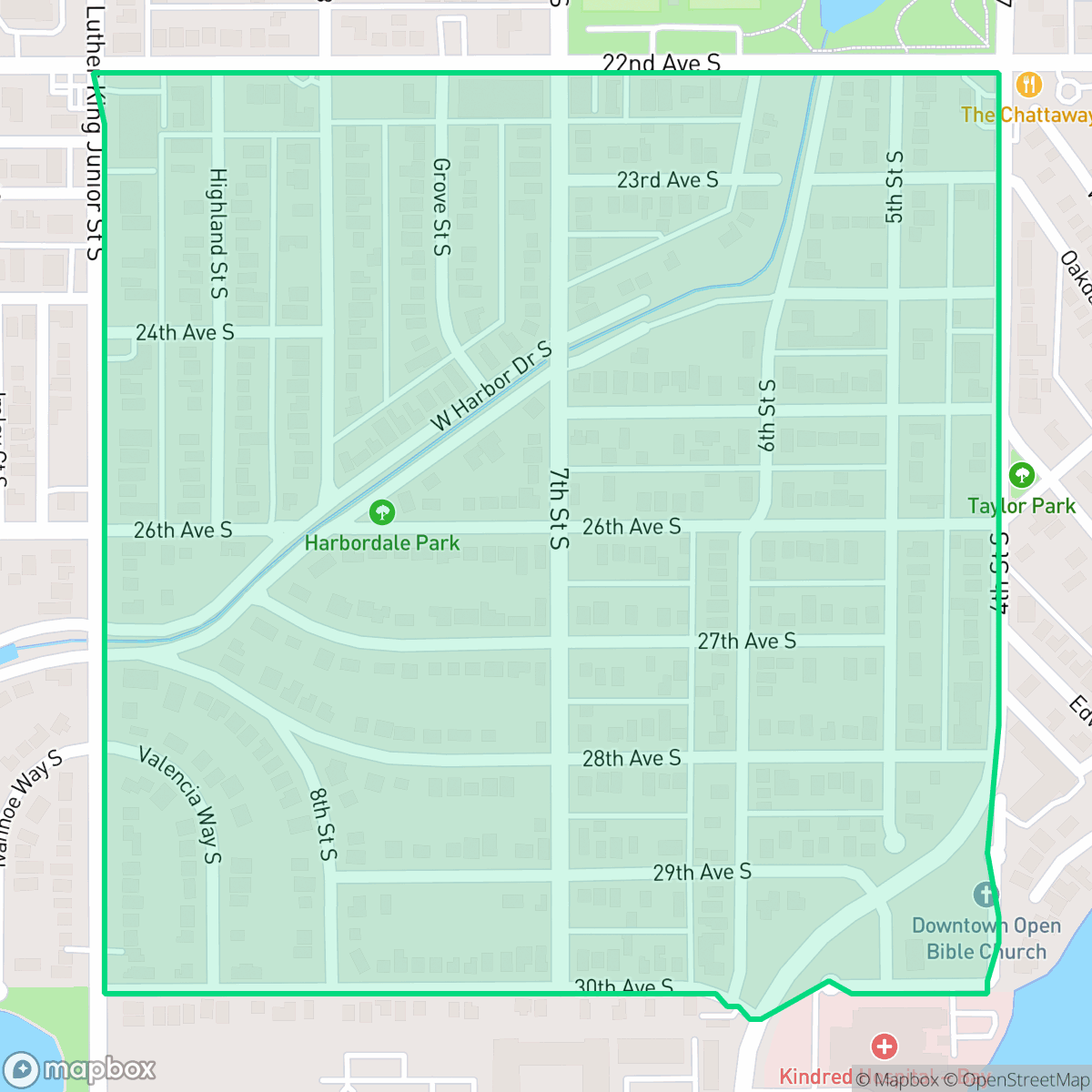 Map showing the location of Harbordale, St. Petersburg, FL