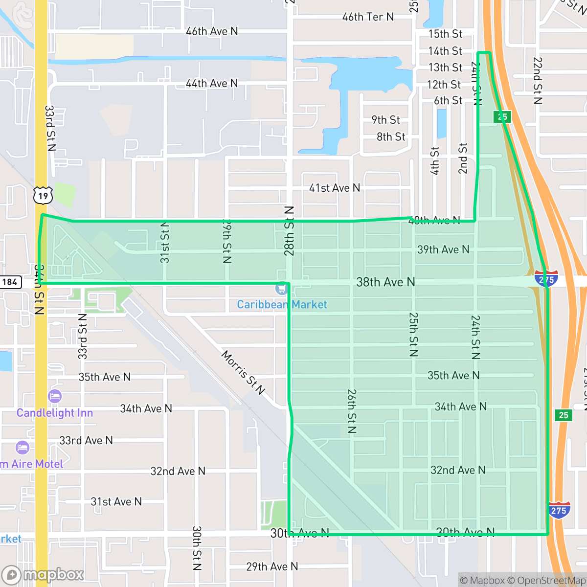 Map showing the location of Highland Grove, St. Petersburg, FL