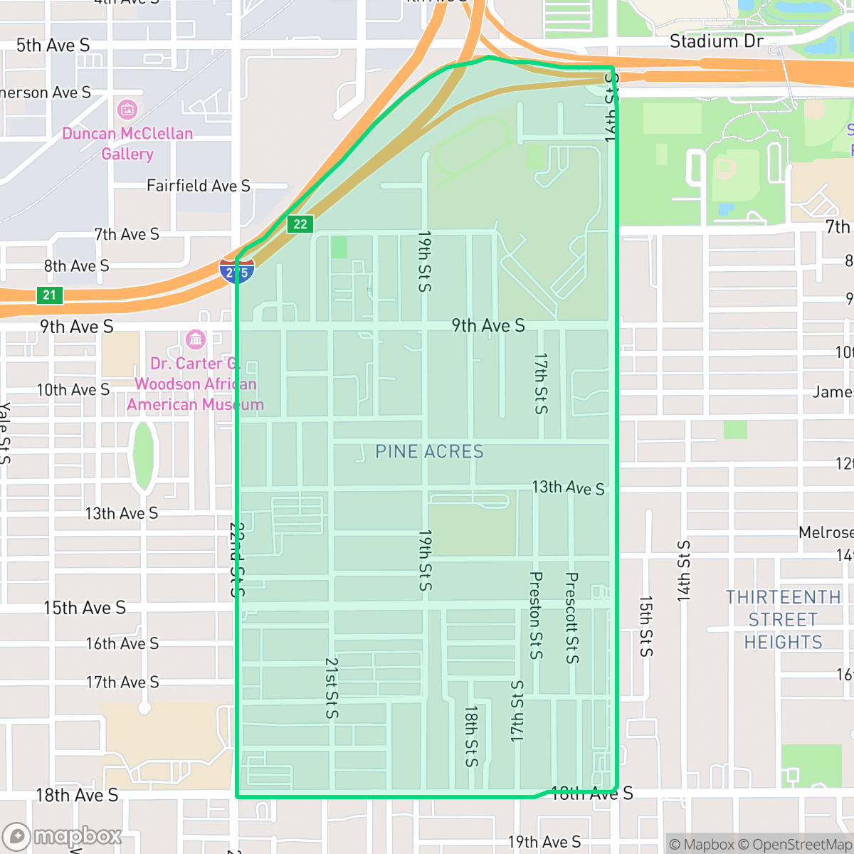 Map showing the location of Melrose Mercy - Pine Acres, St. Petersburg, FL