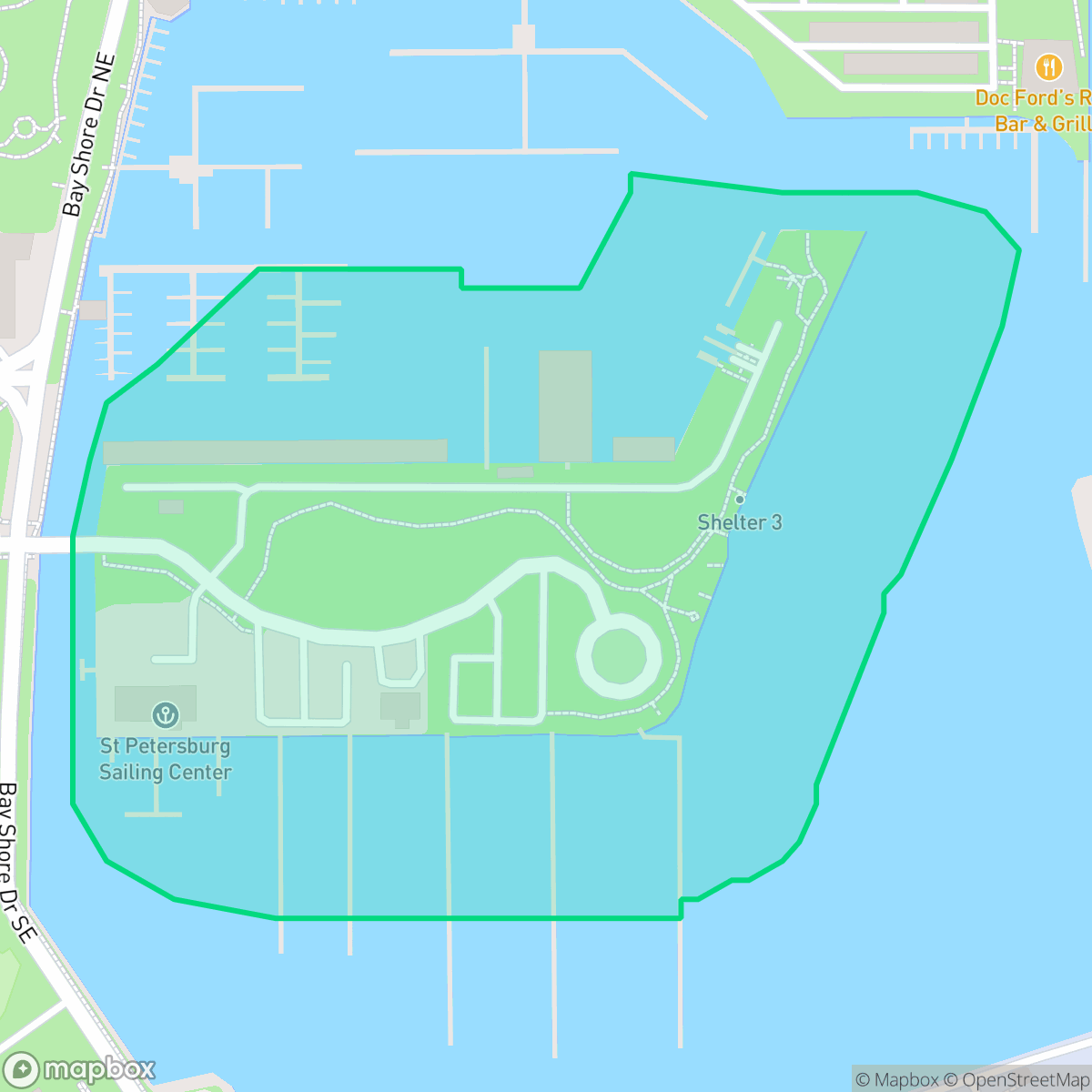 Map showing the location of Old Bayside and Marina, St. Petersburg, FL