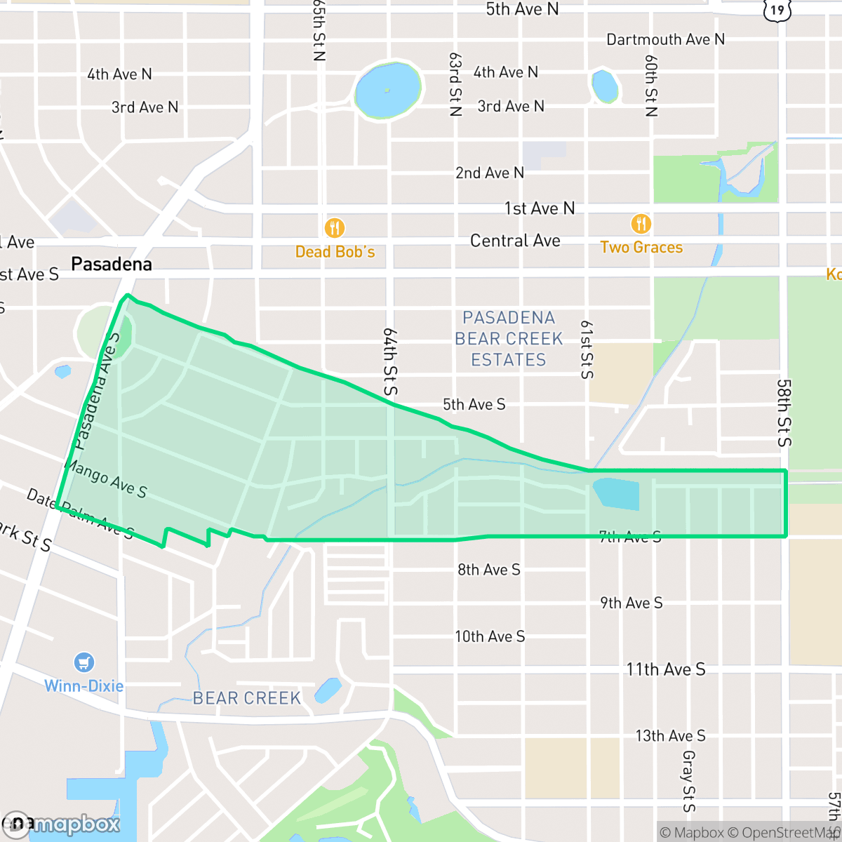 Map showing the location of Pasadena On The Gulf, St. Petersburg, FL
