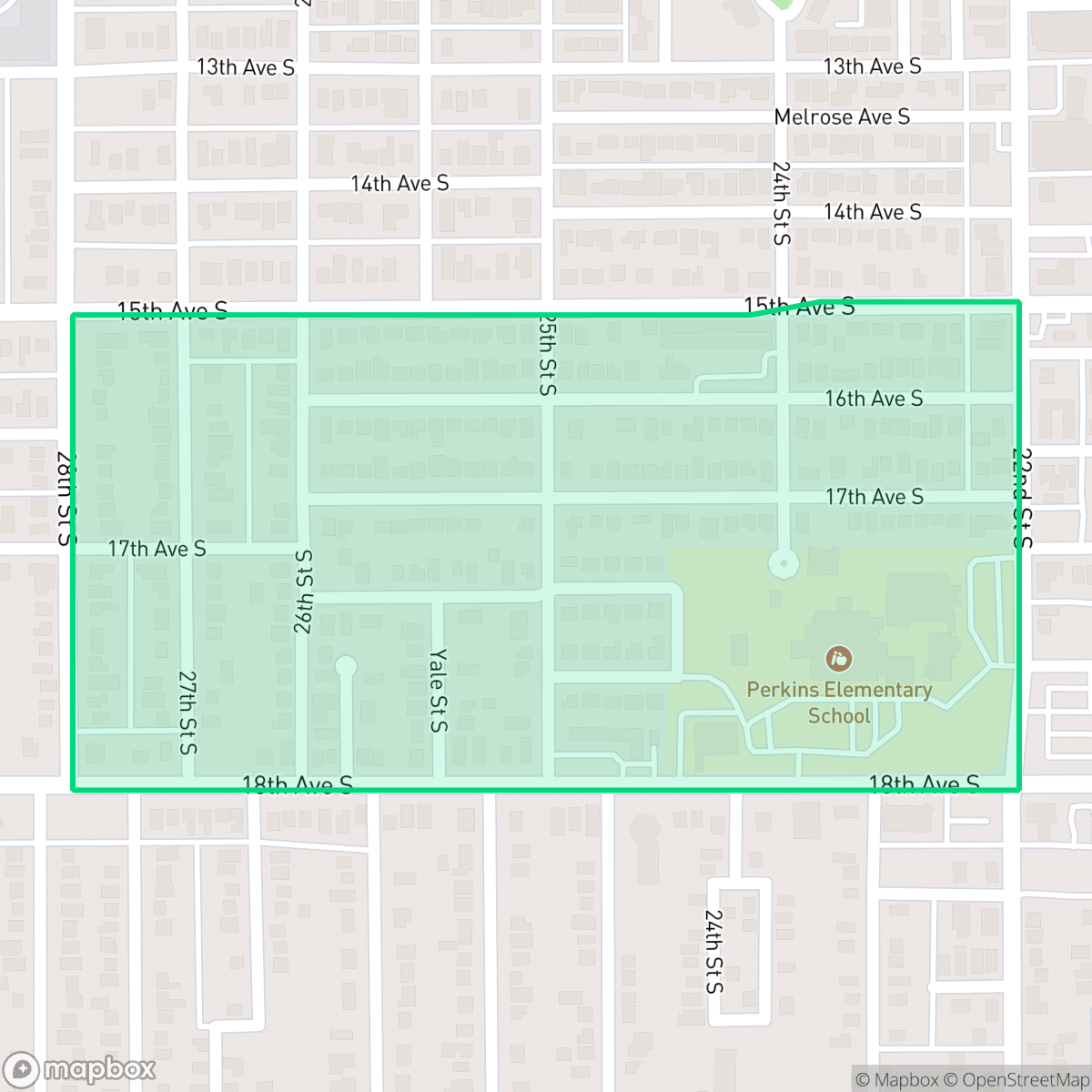 Map showing the location of Perkins, St. Petersburg, FL