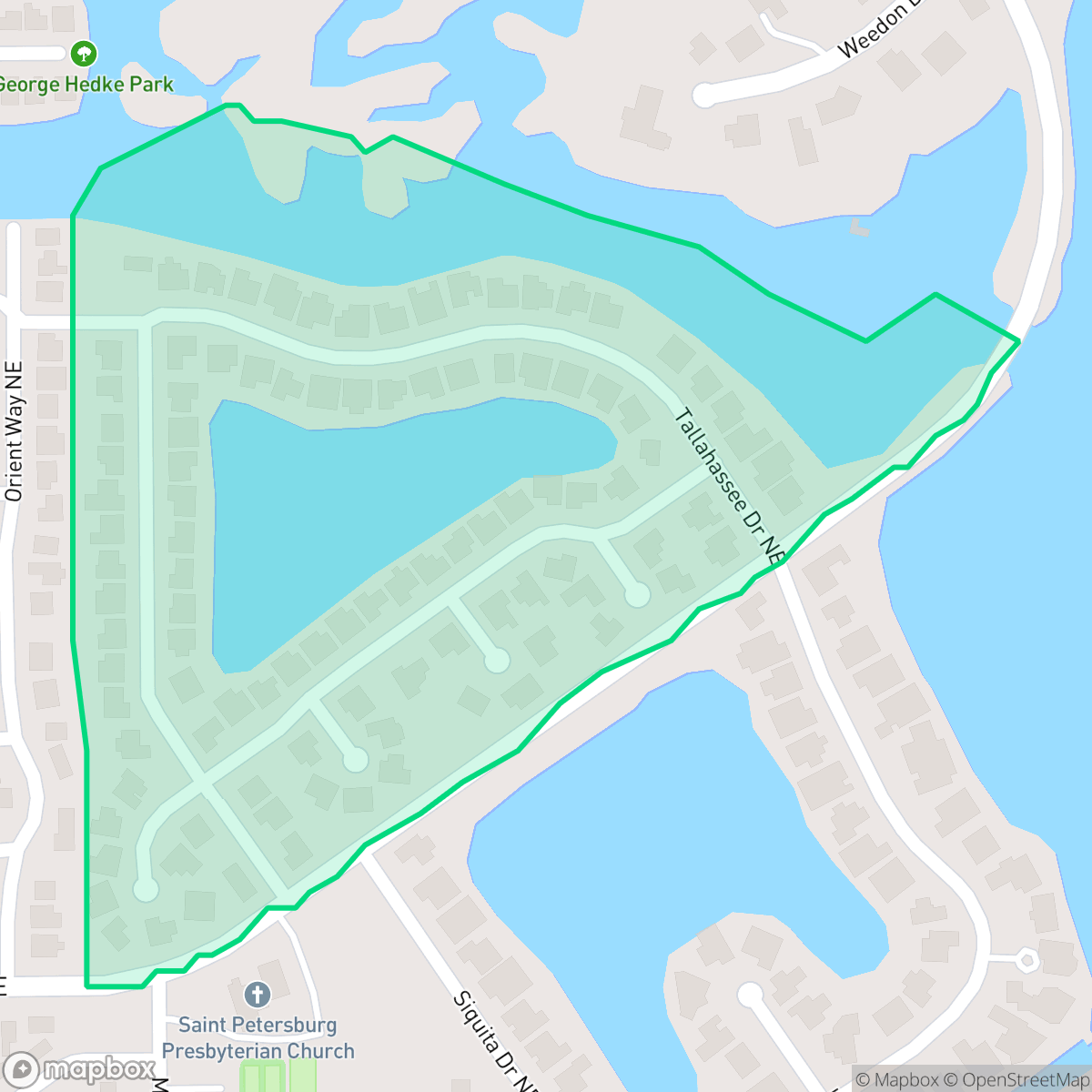 Map showing the location of Riviera Bay Subdivision, St. Petersburg, FL