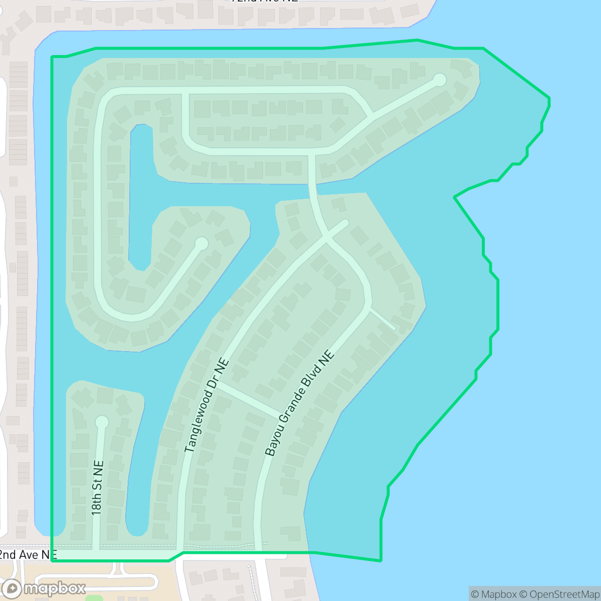 Map showing the location of Tanglewood, St. Petersburg, FL