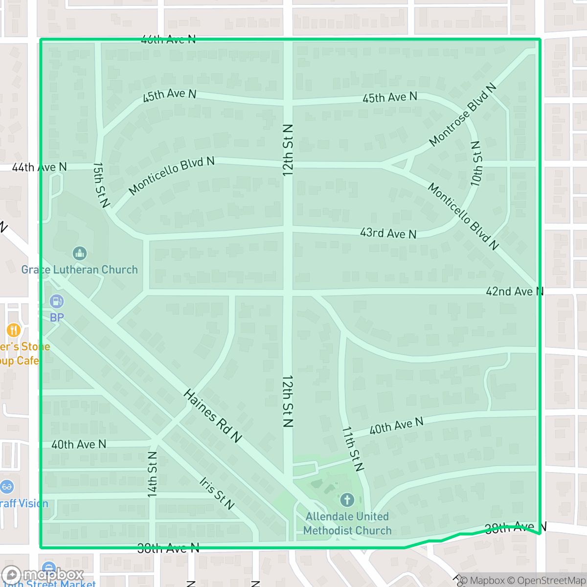 Map showing the location of The Allendale Association, St. Petersburg, FL