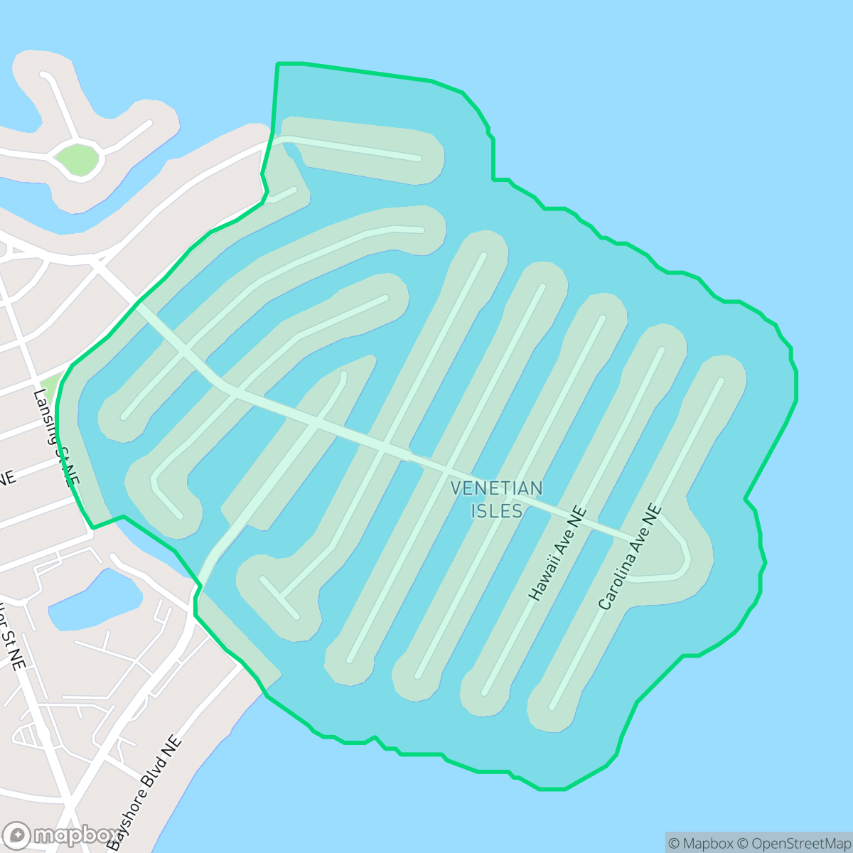 Map showing the location of Venetian Isles, St. Petersburg, FL