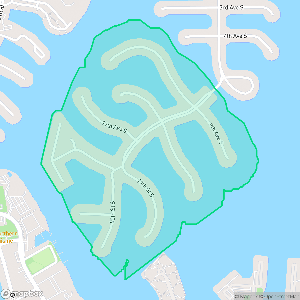 Map showing the location of Yacht Club Estates, St. Petersburg, FL