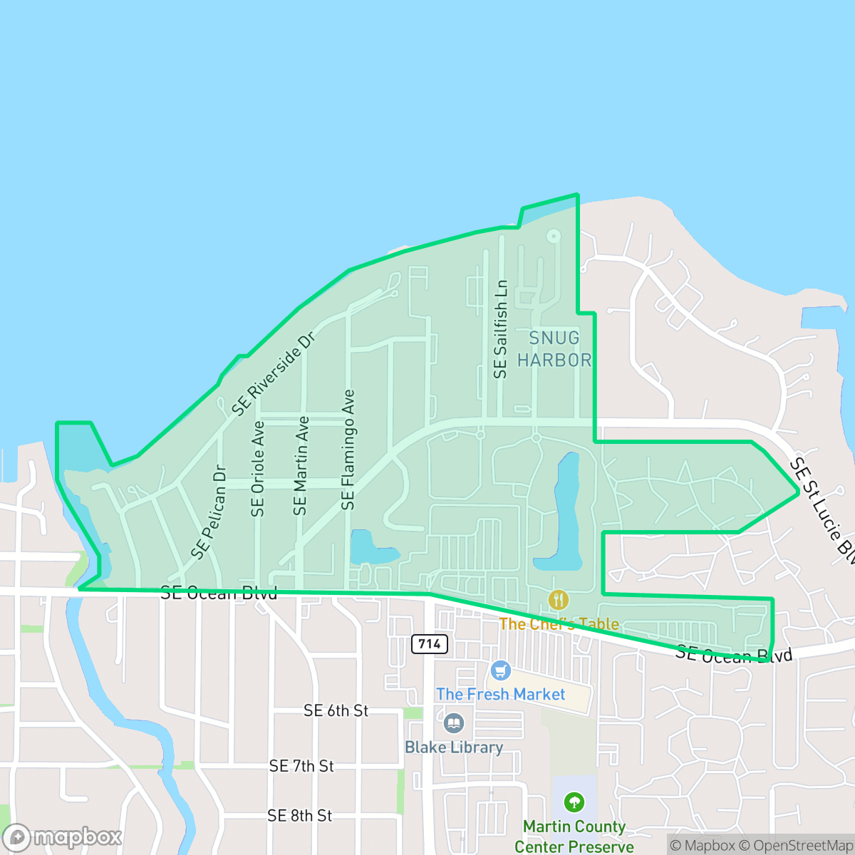 Map showing the location of East Riverside, Stuart, FL