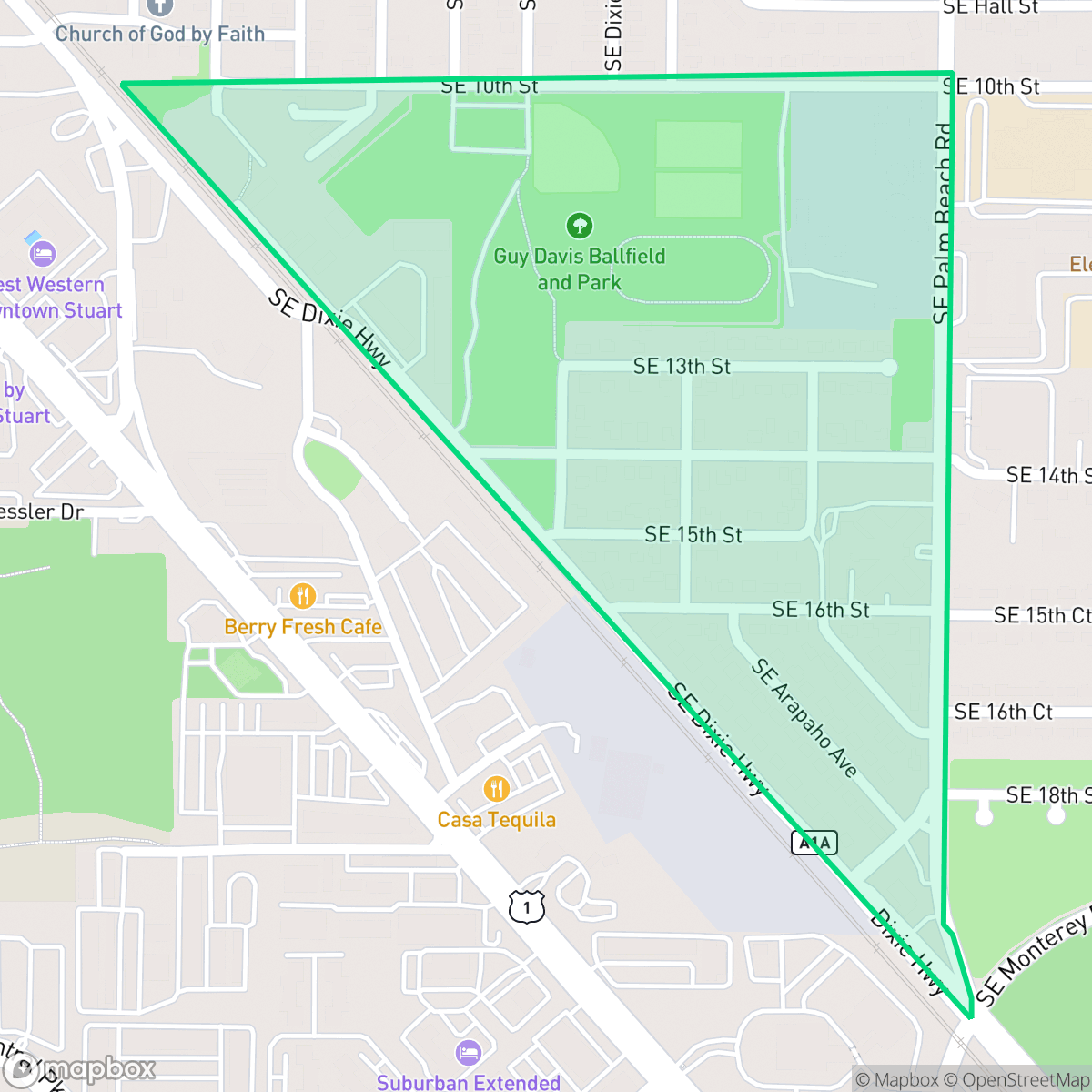 Map showing the location of Eldorado Heights, Stuart, FL