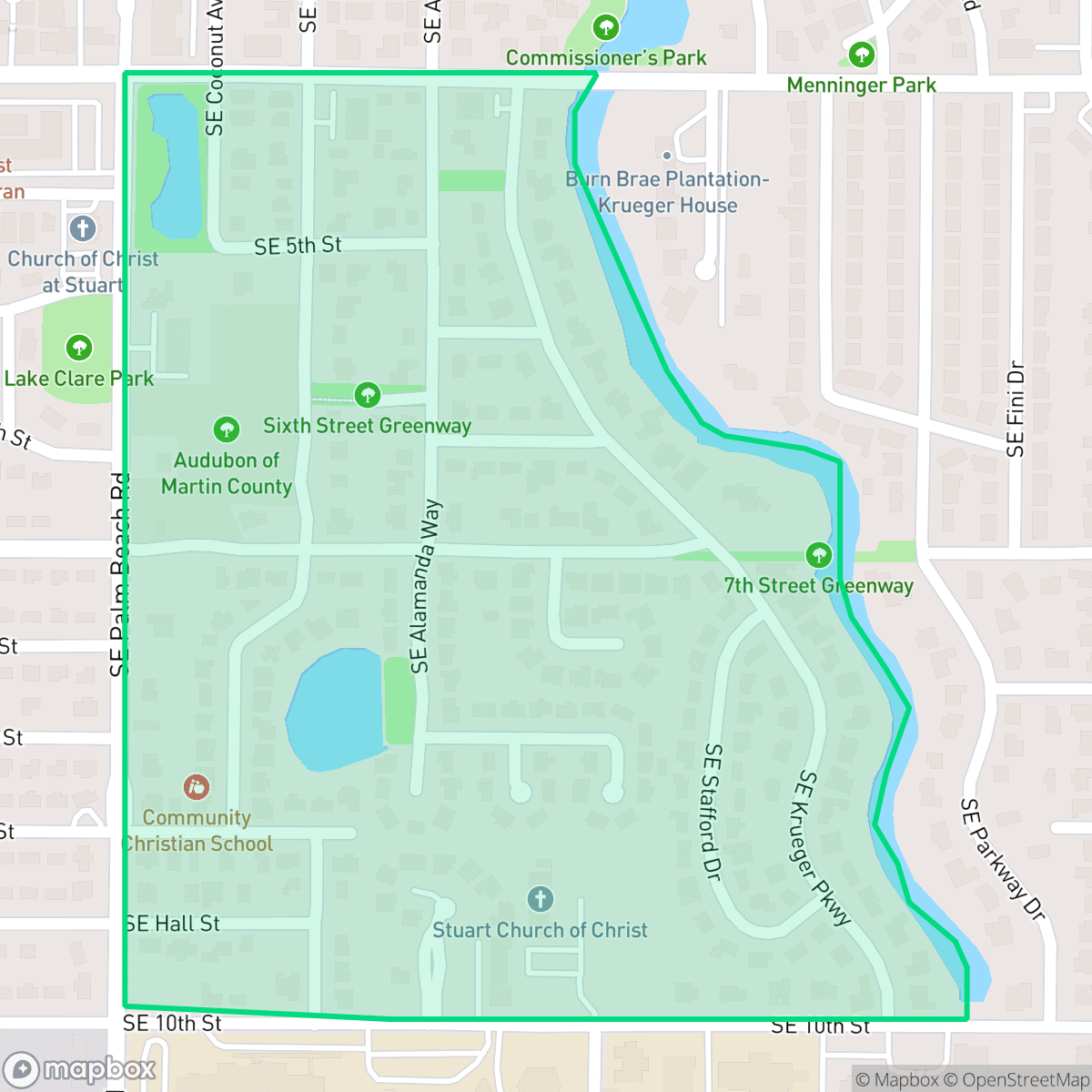 Map showing the location of Krueger West, Stuart, FL