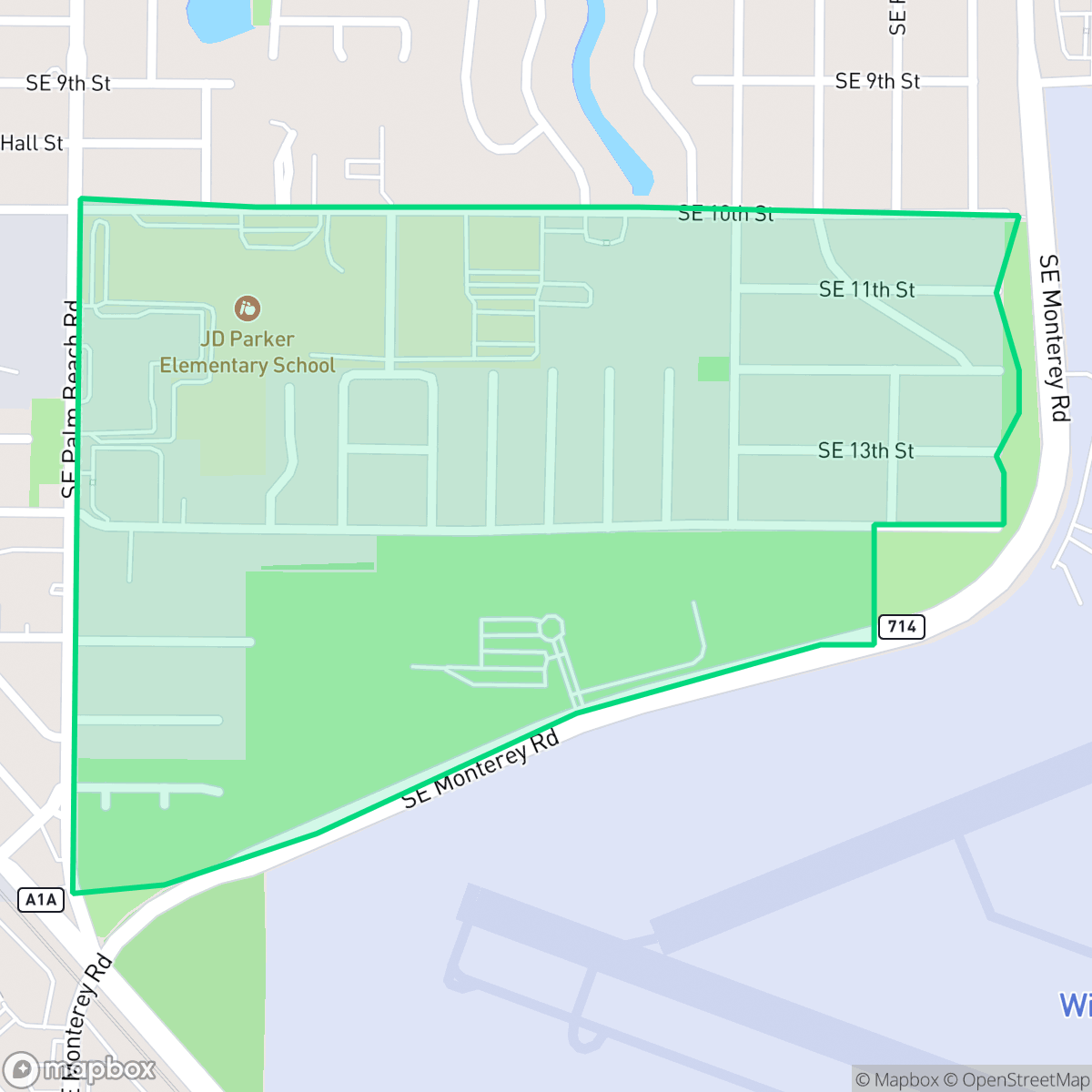 Map showing the location of Sarita Heights, Stuart, FL