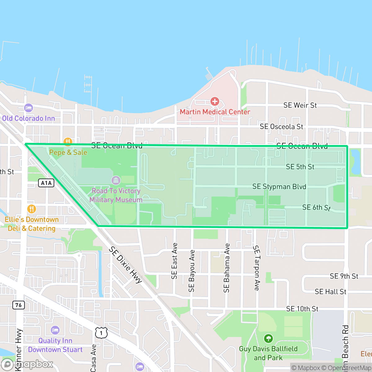 Map showing the location of Stypmann, Stuart, FL