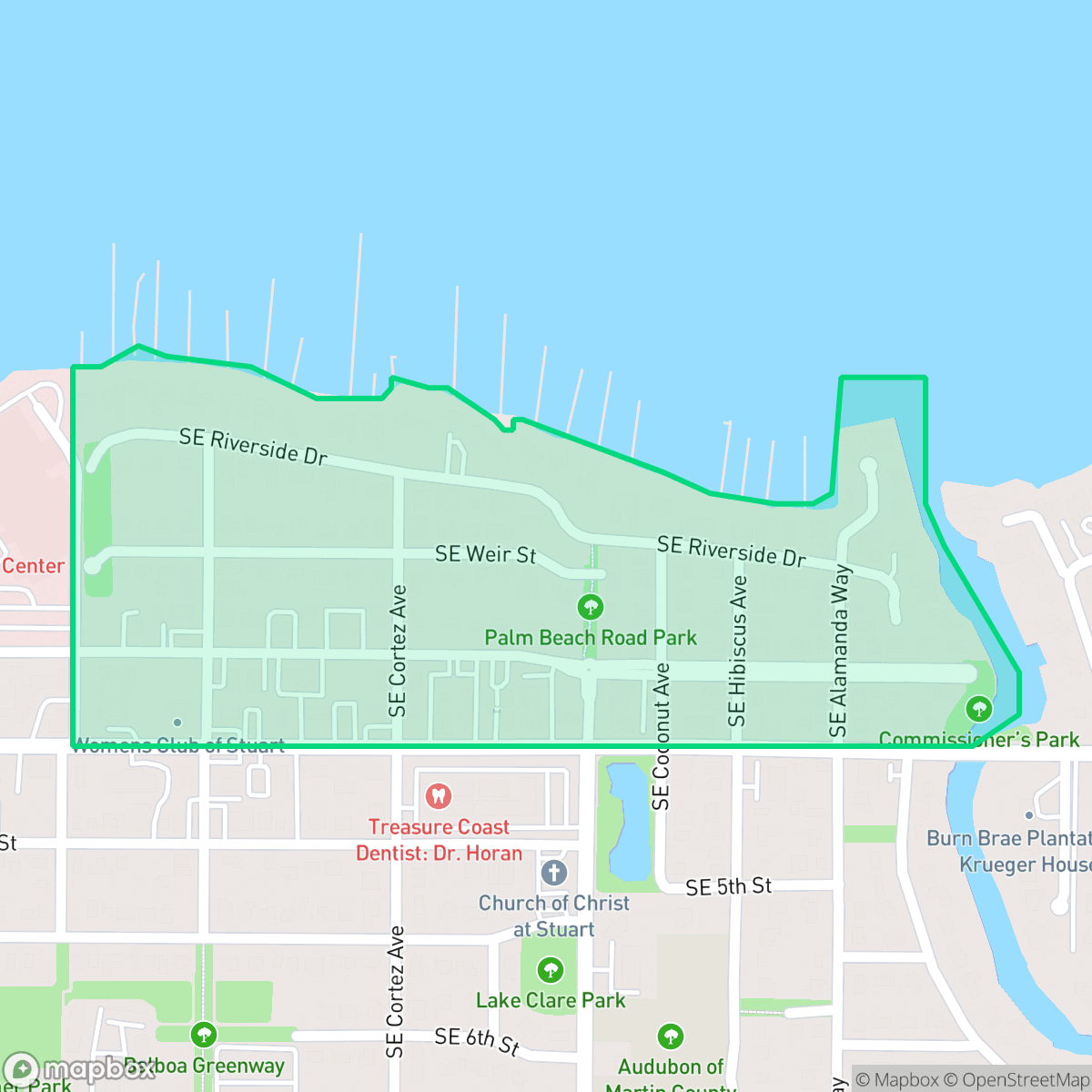 Map showing the location of West Riverside, Stuart, FL