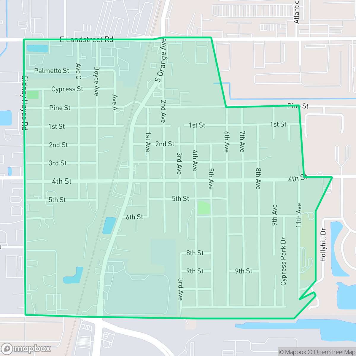 Map showing the location of Taft, FL — coverage area