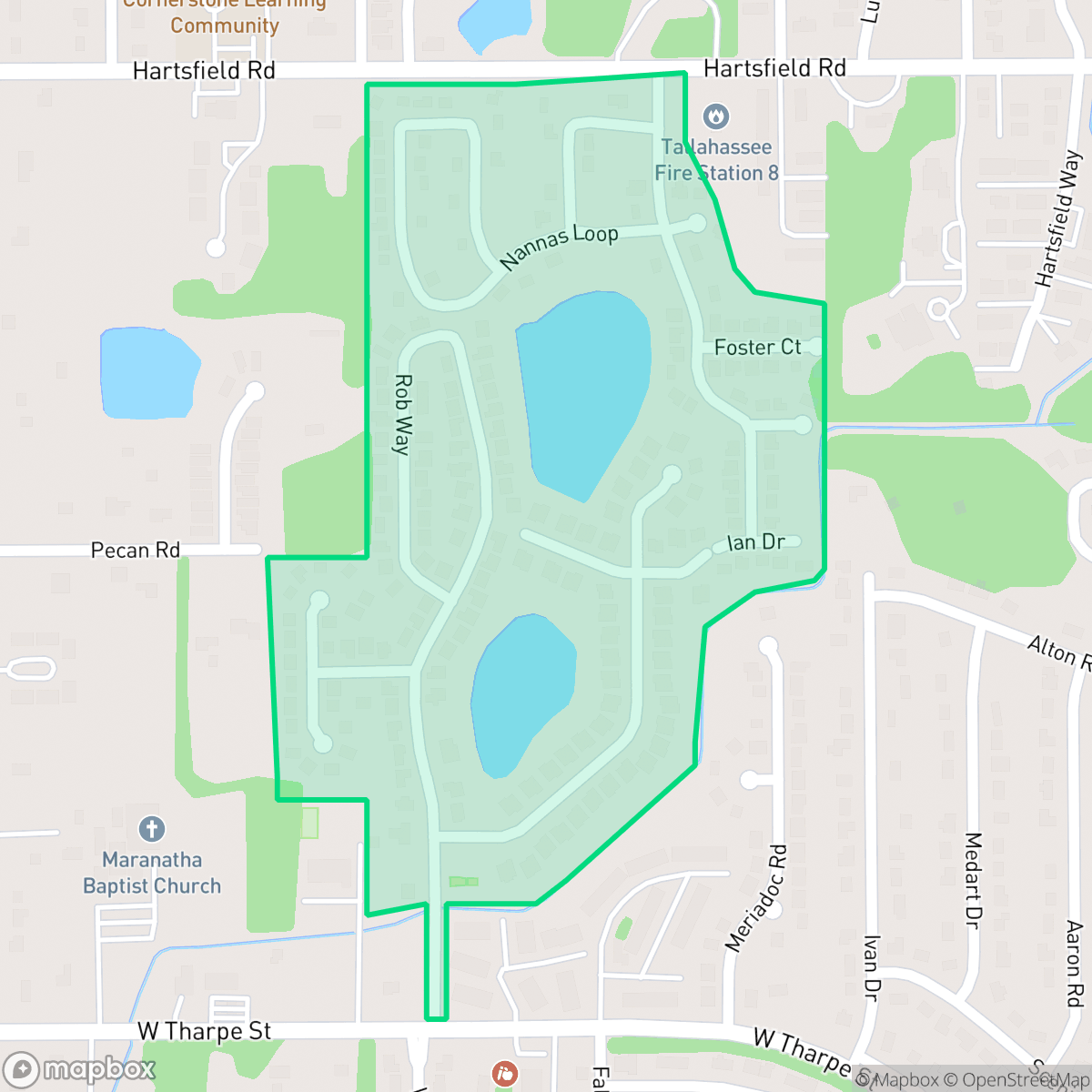 Map showing the location of The Racquet Club, Tallahassee, FL