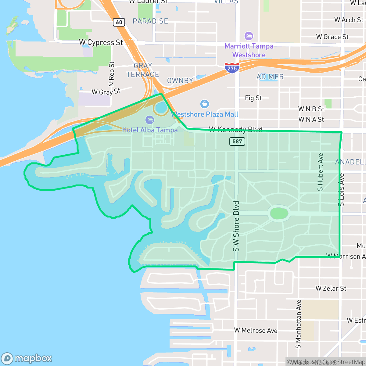 Map showing the location of Beach Park, Tampa, FL