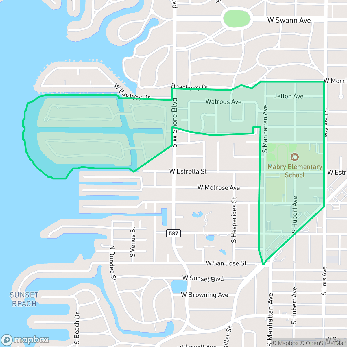 Map showing the location of Culbreath, Tampa, FL