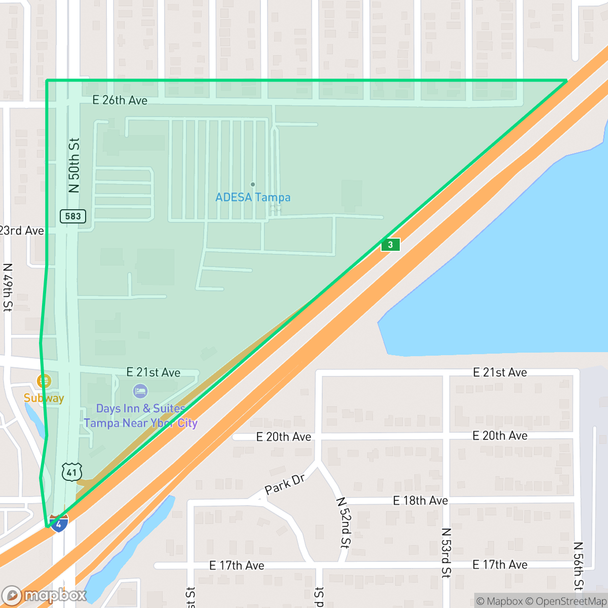 Map showing the location of Florence, Tampa, FL