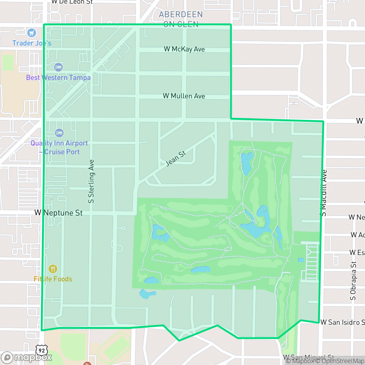 Map showing the location of Golf View, Tampa, FL
