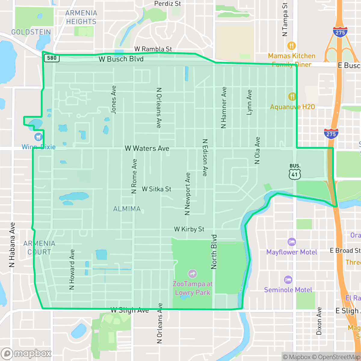 Map showing the location of Lowry Park Central, Tampa, FL