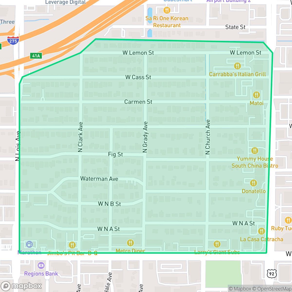 Map showing the location of North Bon Air, Tampa, FL