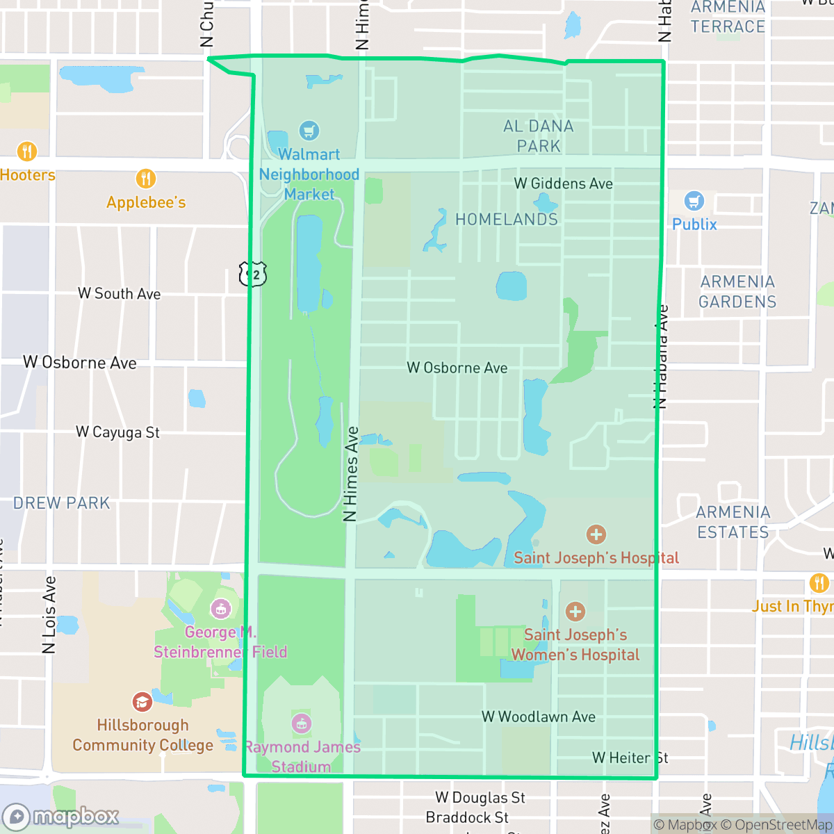 Map showing the location of Plaza Terrace, Tampa, FL