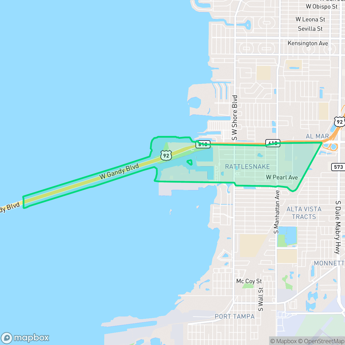 Map showing the location of Rattlesnake, Tampa, FL