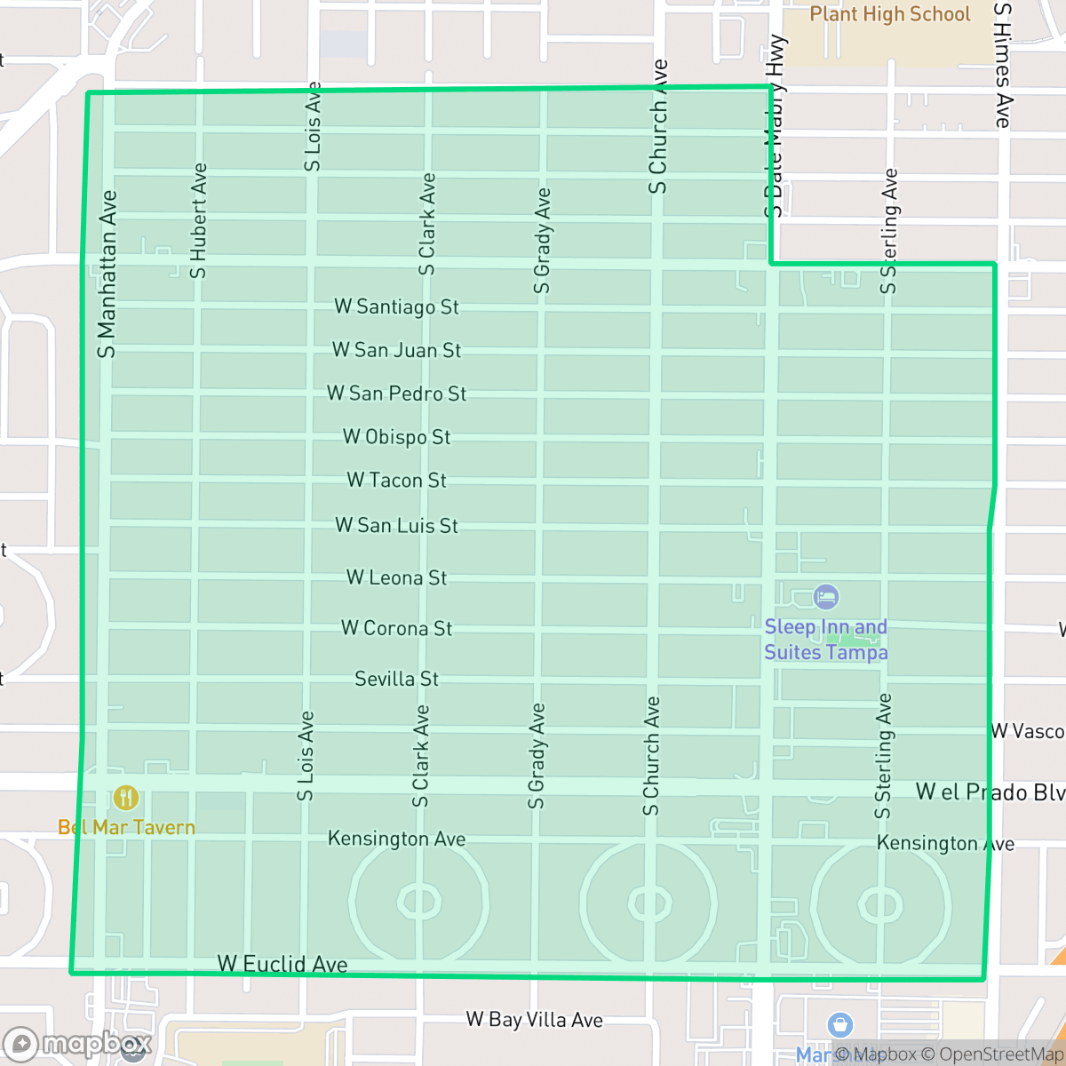 Map showing the location of Virginia Park, Tampa, FL