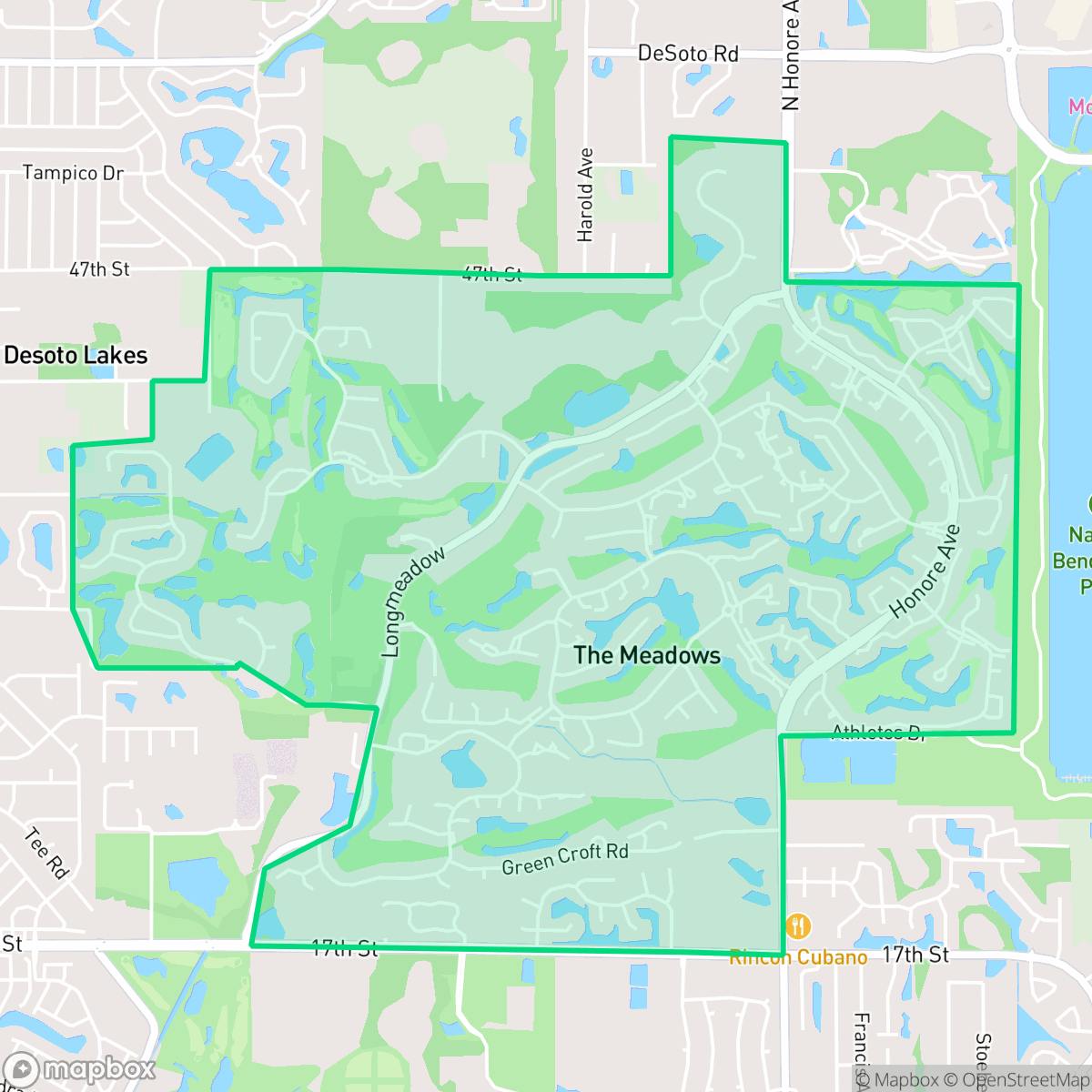 Map showing the location of The Meadows, FL — coverage area