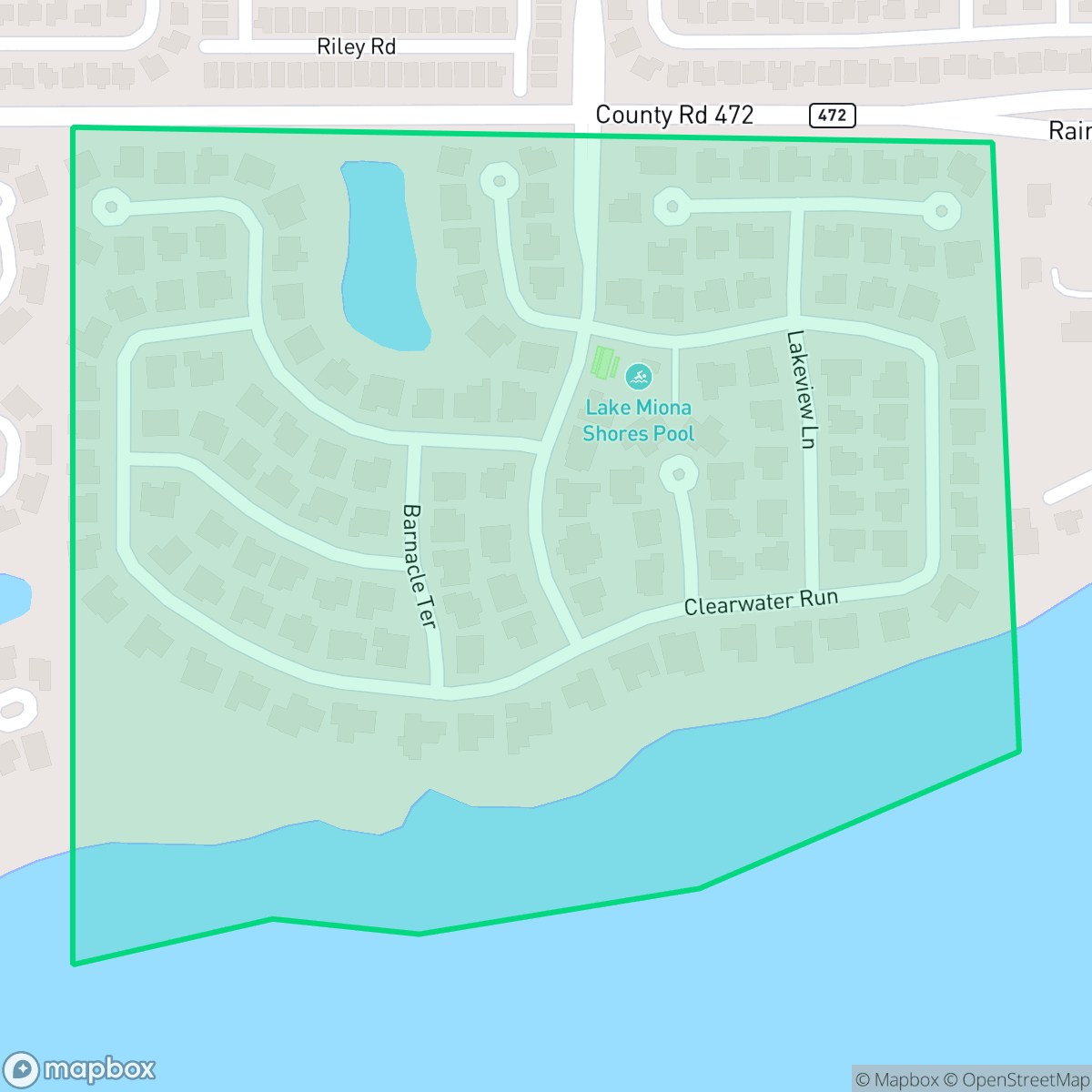Map showing the location of Village of Bridgeport at Miona Shores, The Villages, FL