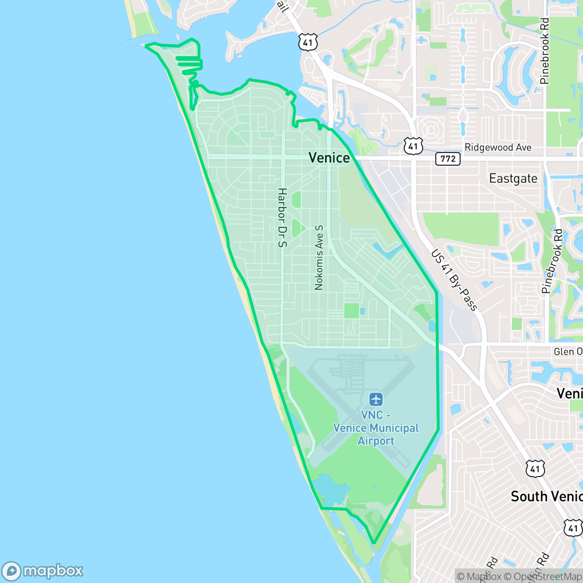 Map showing the location of The Island, Venice, FL