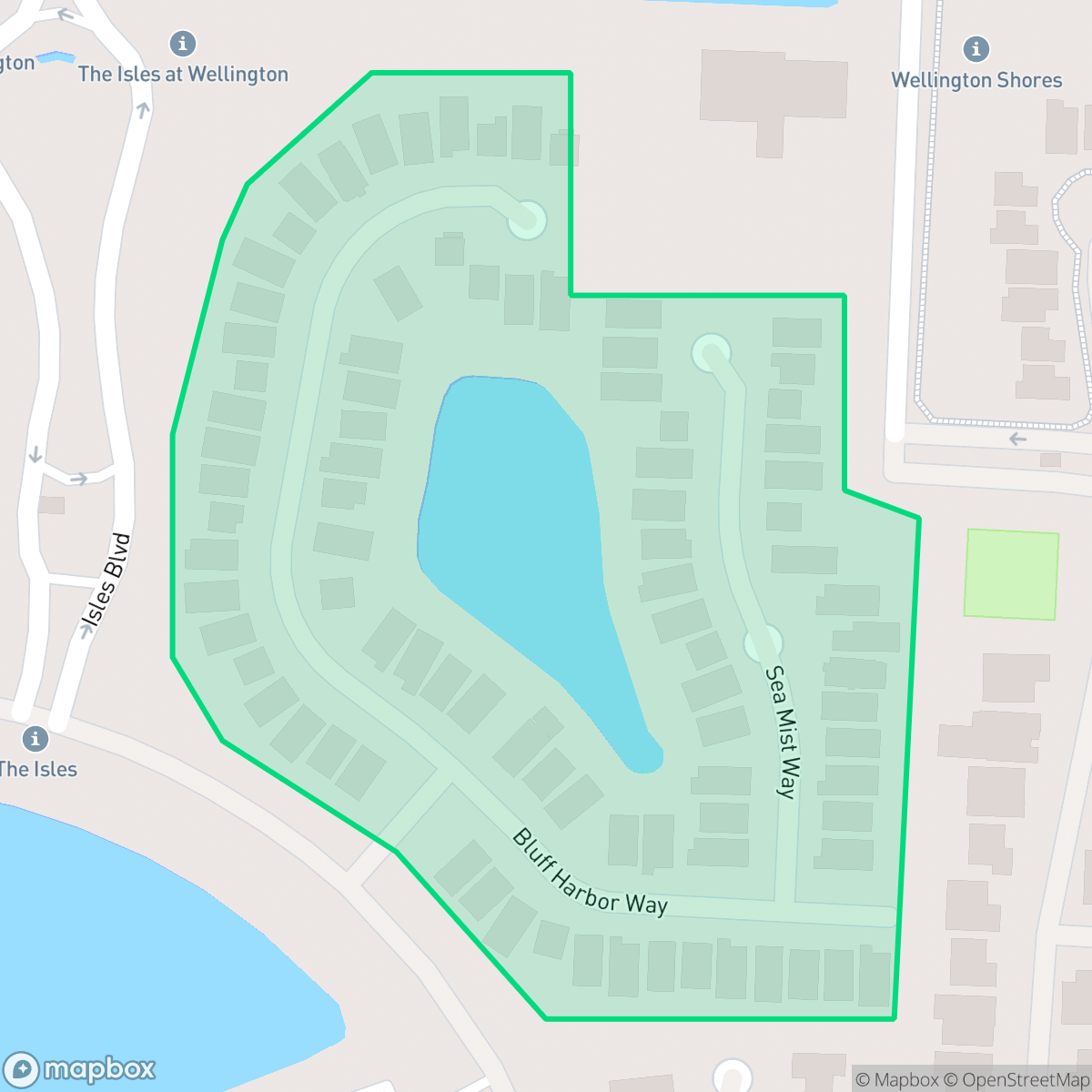 Map showing the location of Bluff Harbor, Wellington, FL