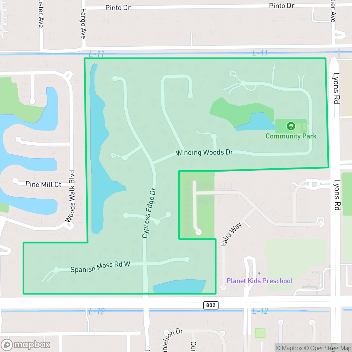 Map showing the location of Cypress Trails, Wellington, FL
