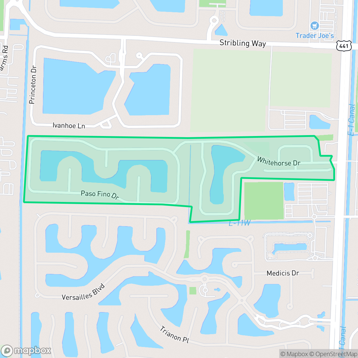Map showing the location of Farmington Estates, Wellington, FL