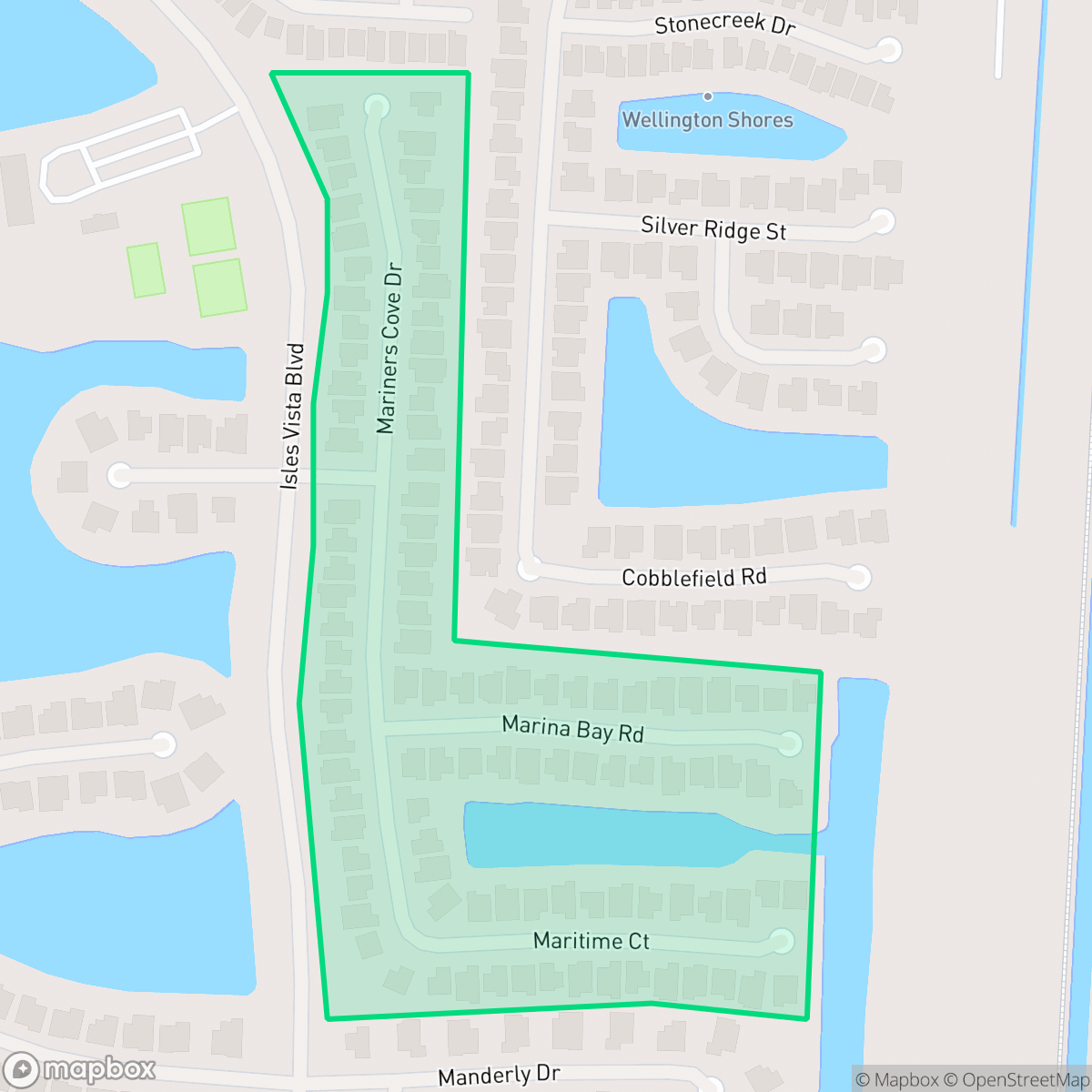 Map showing the location of Mariners Cove, Wellington, FL
