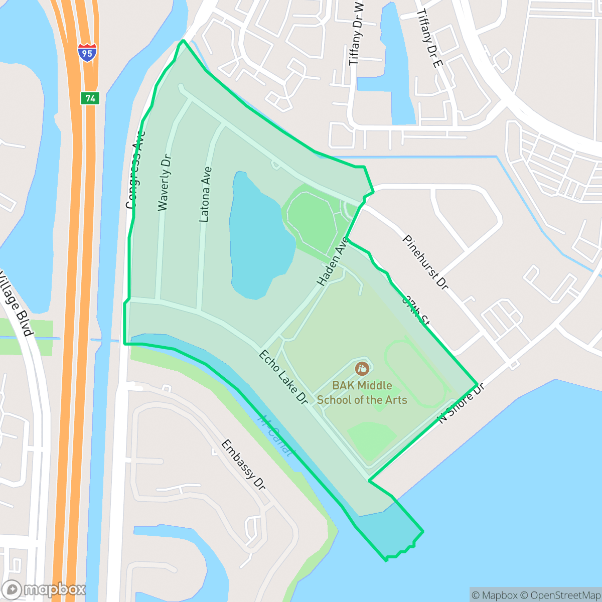 Map showing the location of Echo Lake, West Palm Beach, FL