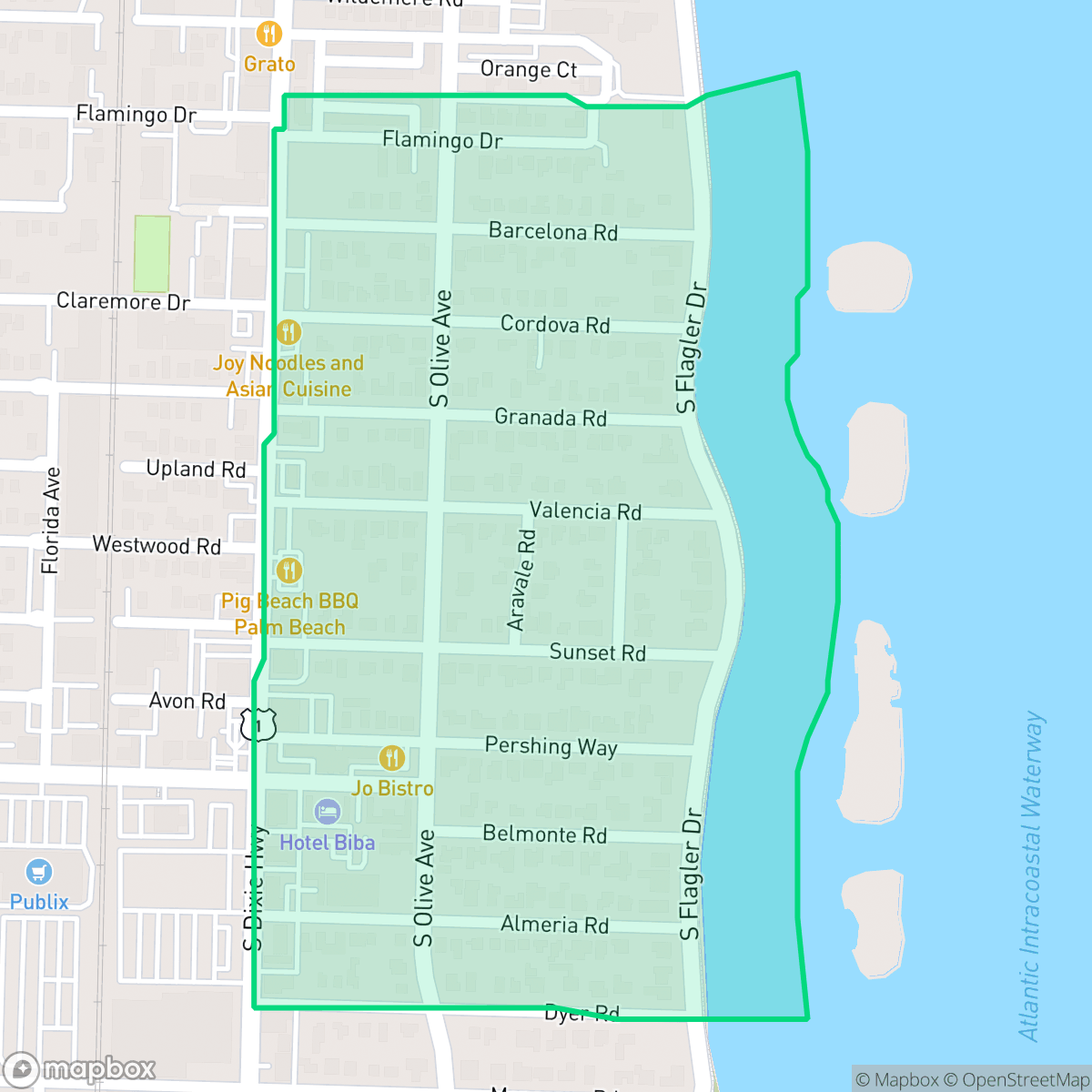 Map showing the location of El Cid, West Palm Beach, FL