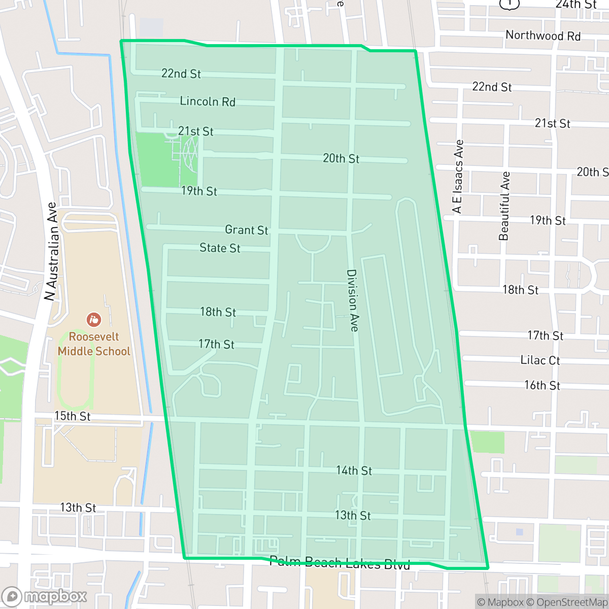 Map showing the location of North Tamarind, West Palm Beach, FL
