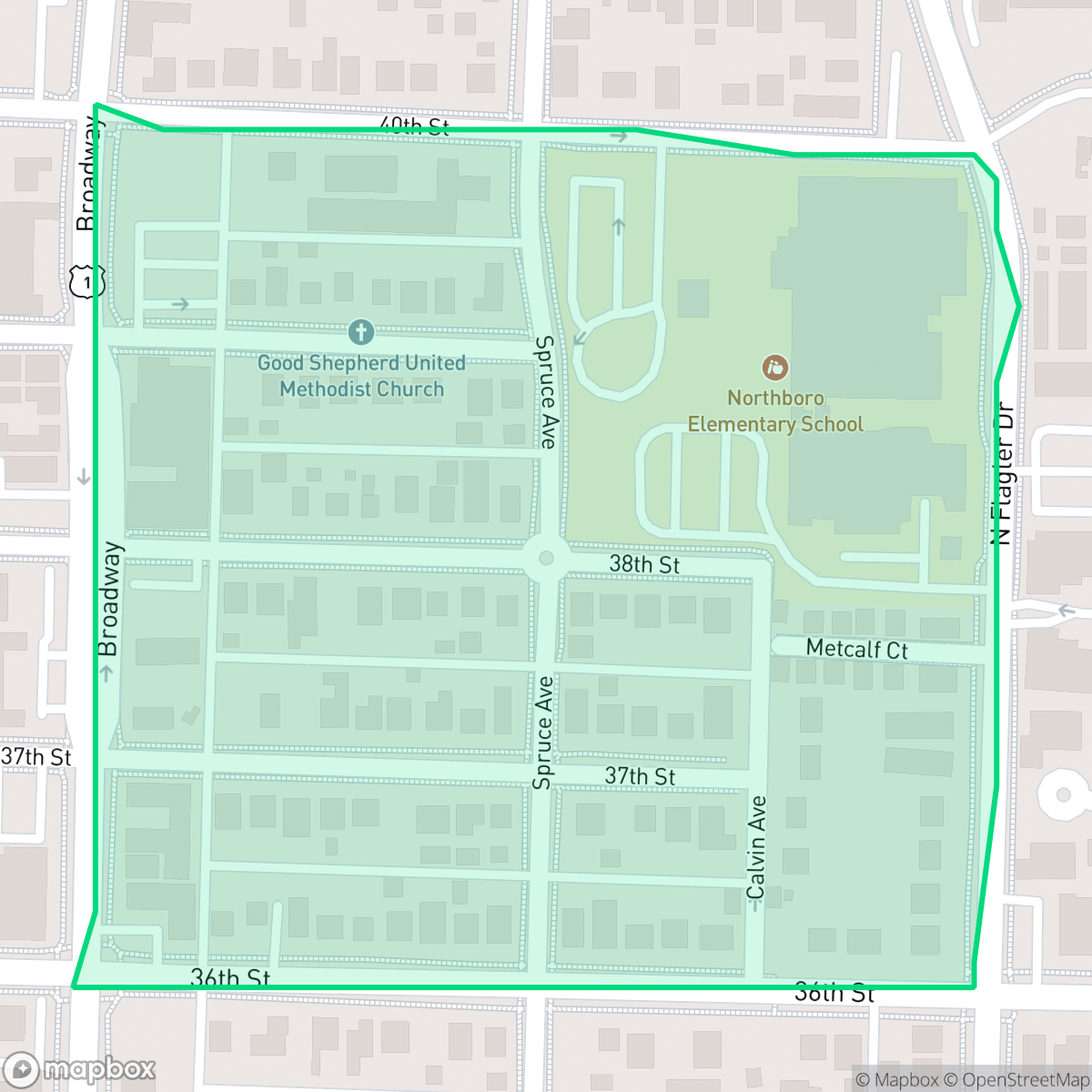 Map showing the location of Northboro Park, West Palm Beach, FL