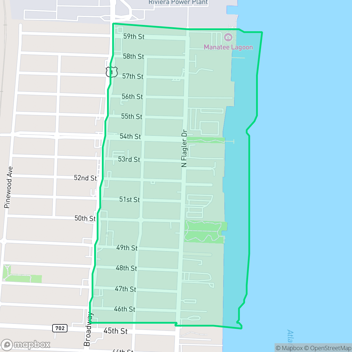 Map showing the location of Northwood Harbor, West Palm Beach, FL