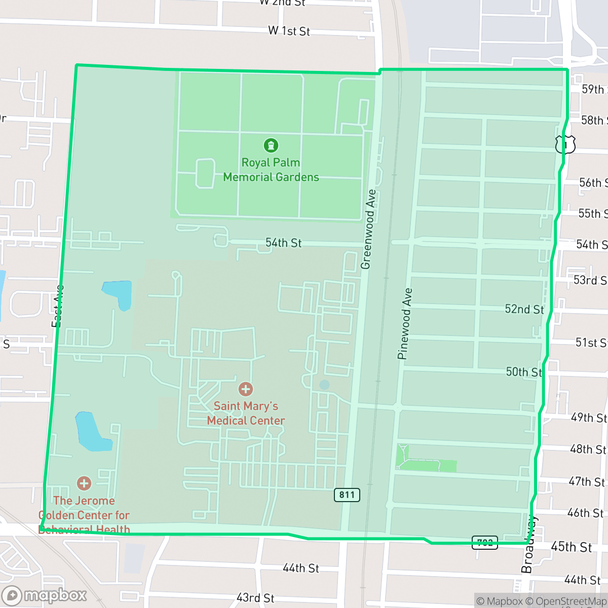 Map showing the location of Northwood, West Palm Beach, FL