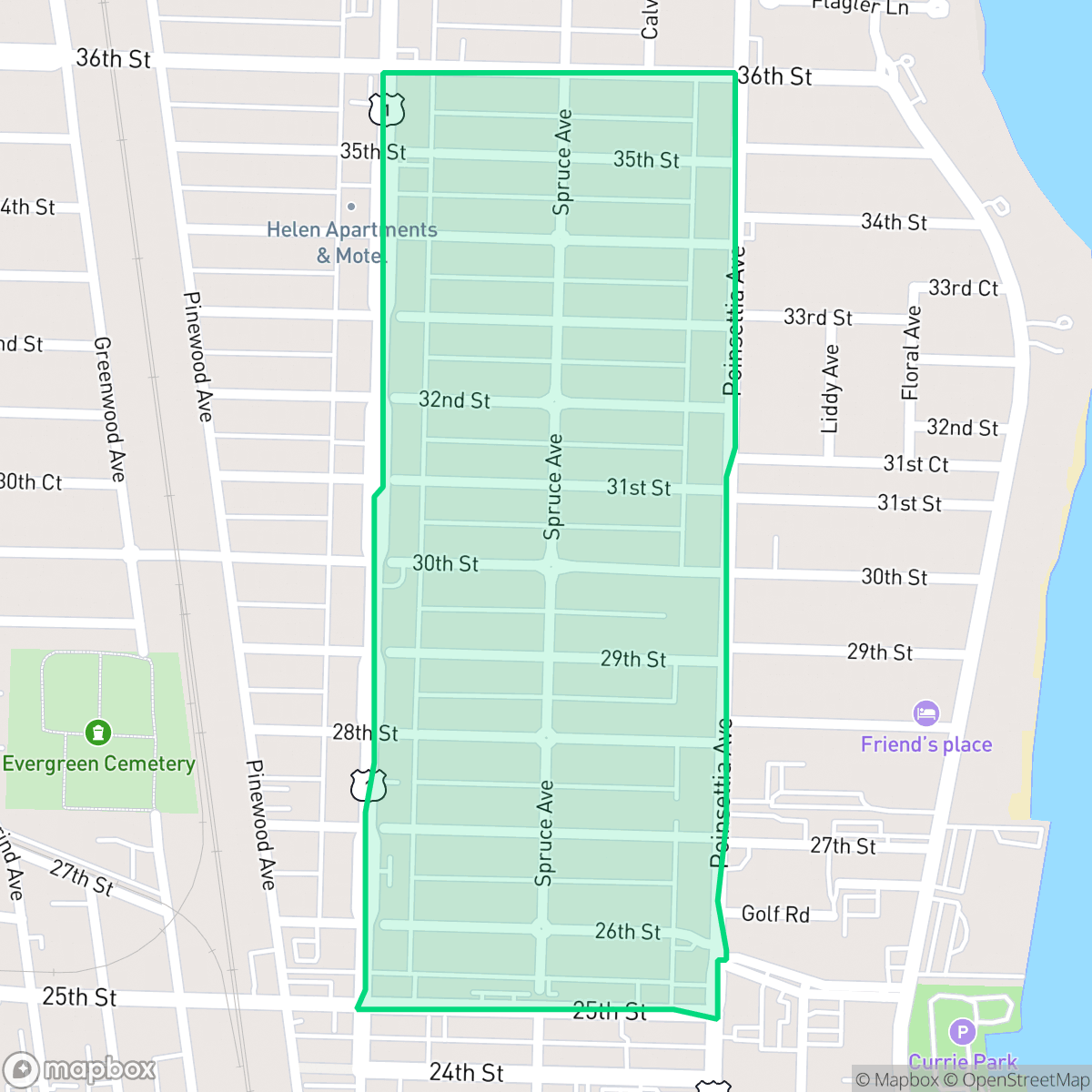 Map showing the location of Old Northwood, West Palm Beach, FL