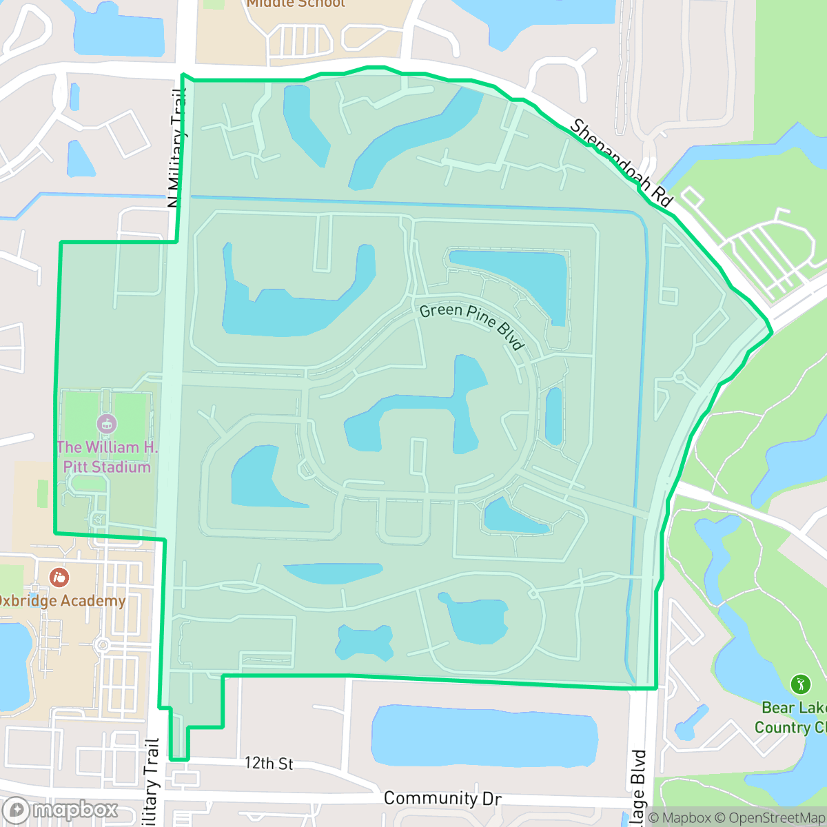 Map showing the location of Palm Club Village, West Palm Beach, FL