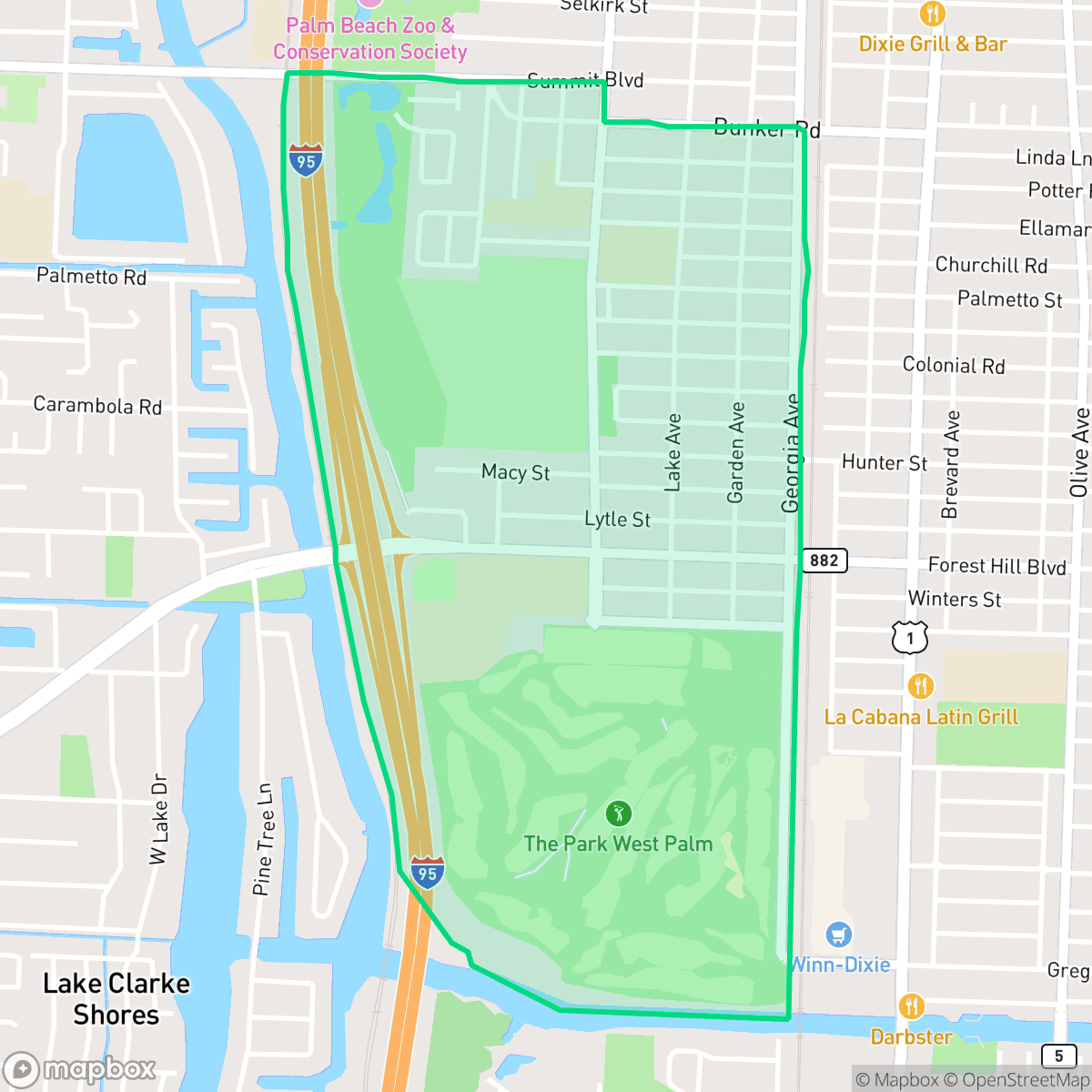 Map showing the location of Parker Ridge, West Palm Beach, FL