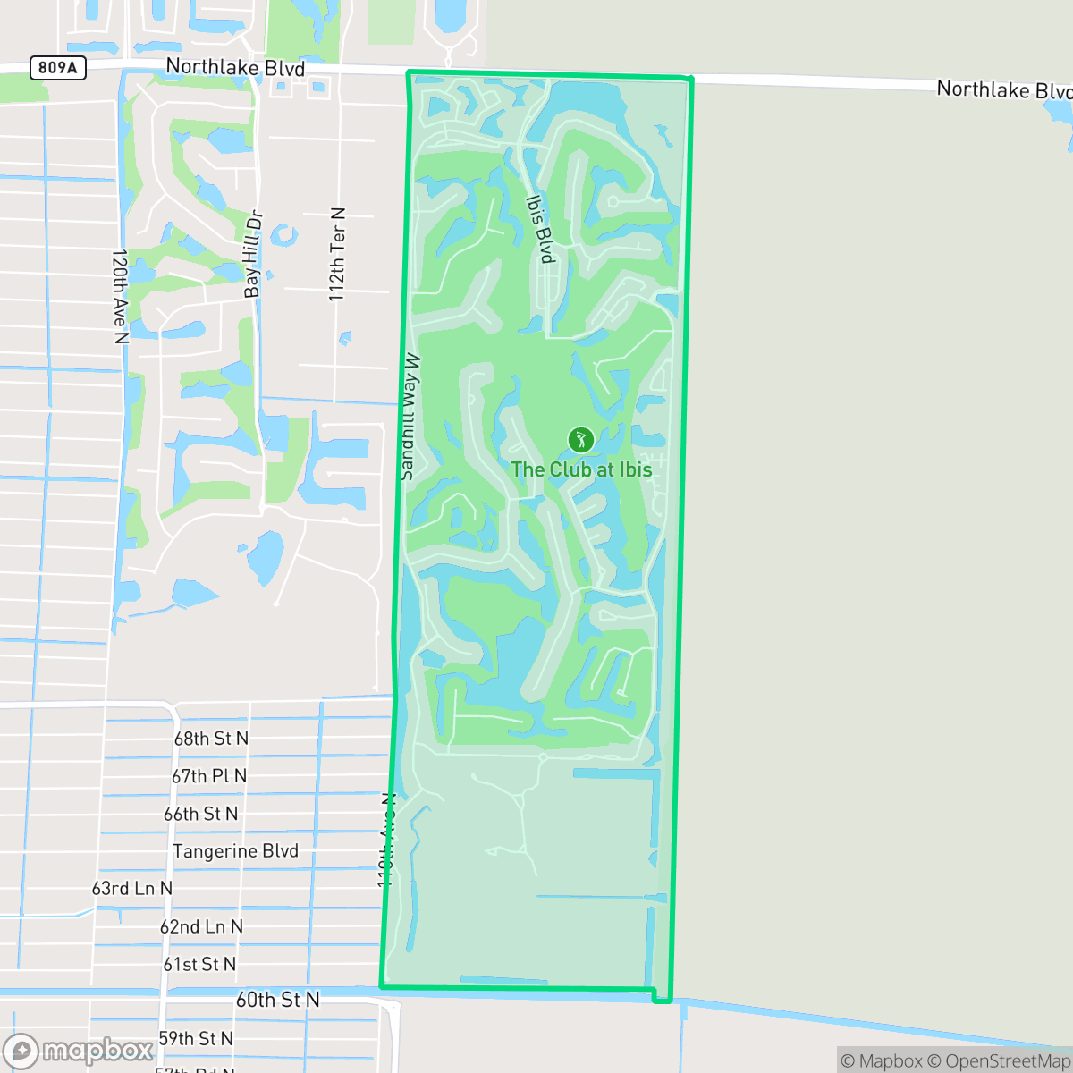 Map showing the location of Pineapple Park - Ibis, West Palm Beach, FL
