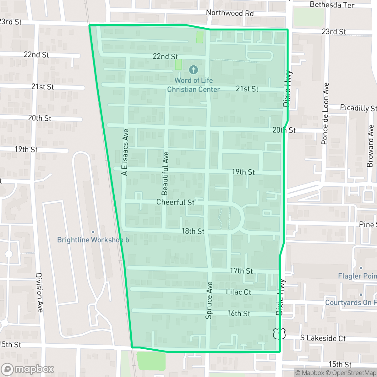 Map showing the location of Pleasant City, West Palm Beach, FL