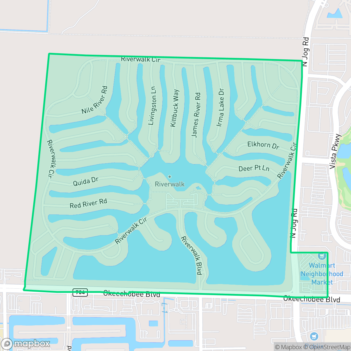 Map showing the location of River Walk, West Palm Beach, FL