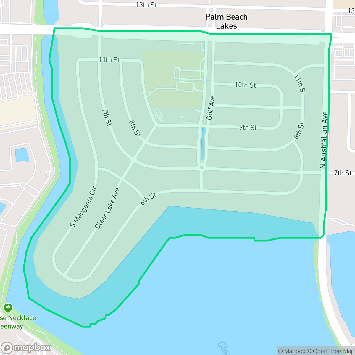 Map showing the location of Roosevelt Estates, West Palm Beach, FL
