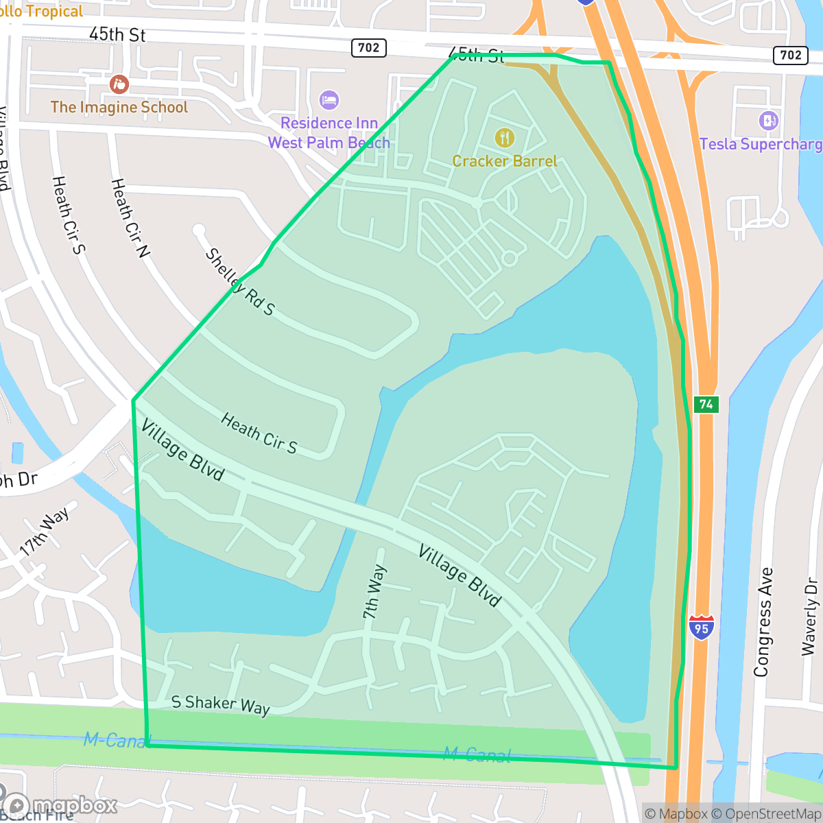 Map showing the location of Spencer Lakes, West Palm Beach, FL