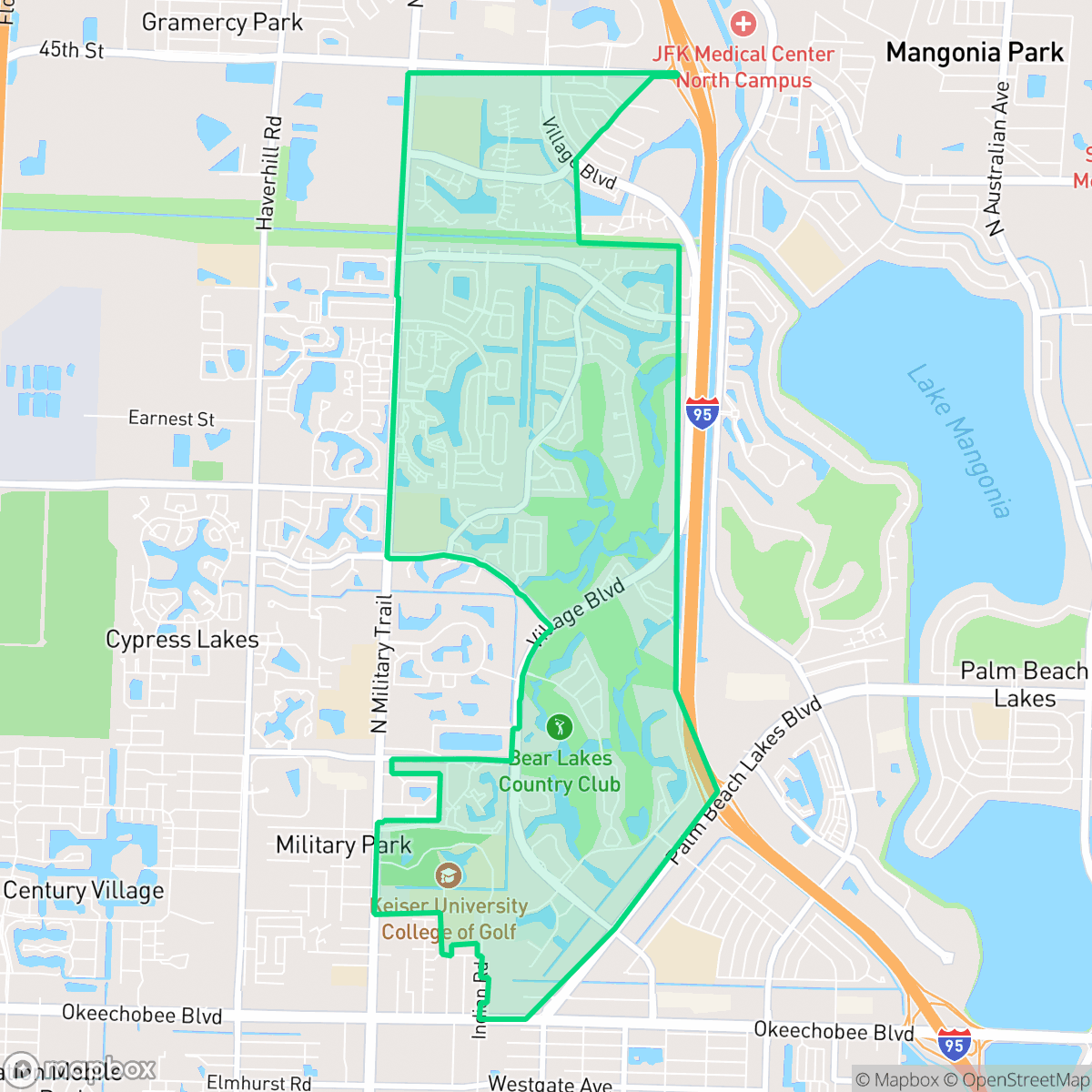 Map showing the location of Villages of Palm Beach Lakes, West Palm Beach, FL